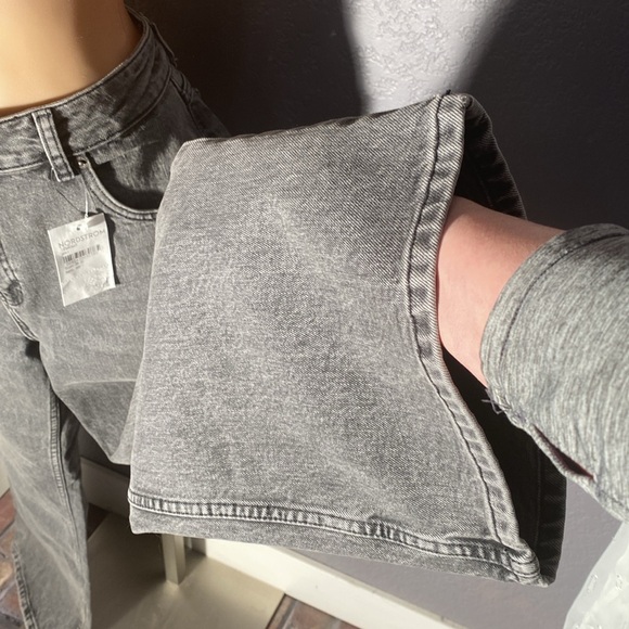 TOPSHOP - NWT - jeans: grey denim wash flared button / zip, belts hoops - 34/30 - Picture 12 of 16
